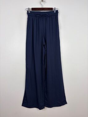 New Halara Pants Womens Small Navy Blue Wide Leg Flowy Stretch Resortwear Summer